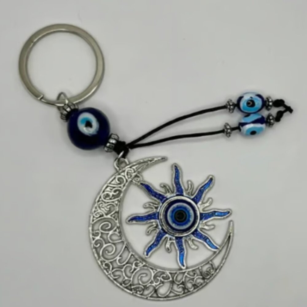 Sun & Moon Evil Eye Keychain Protection Amulet Bag Charm 🧿
